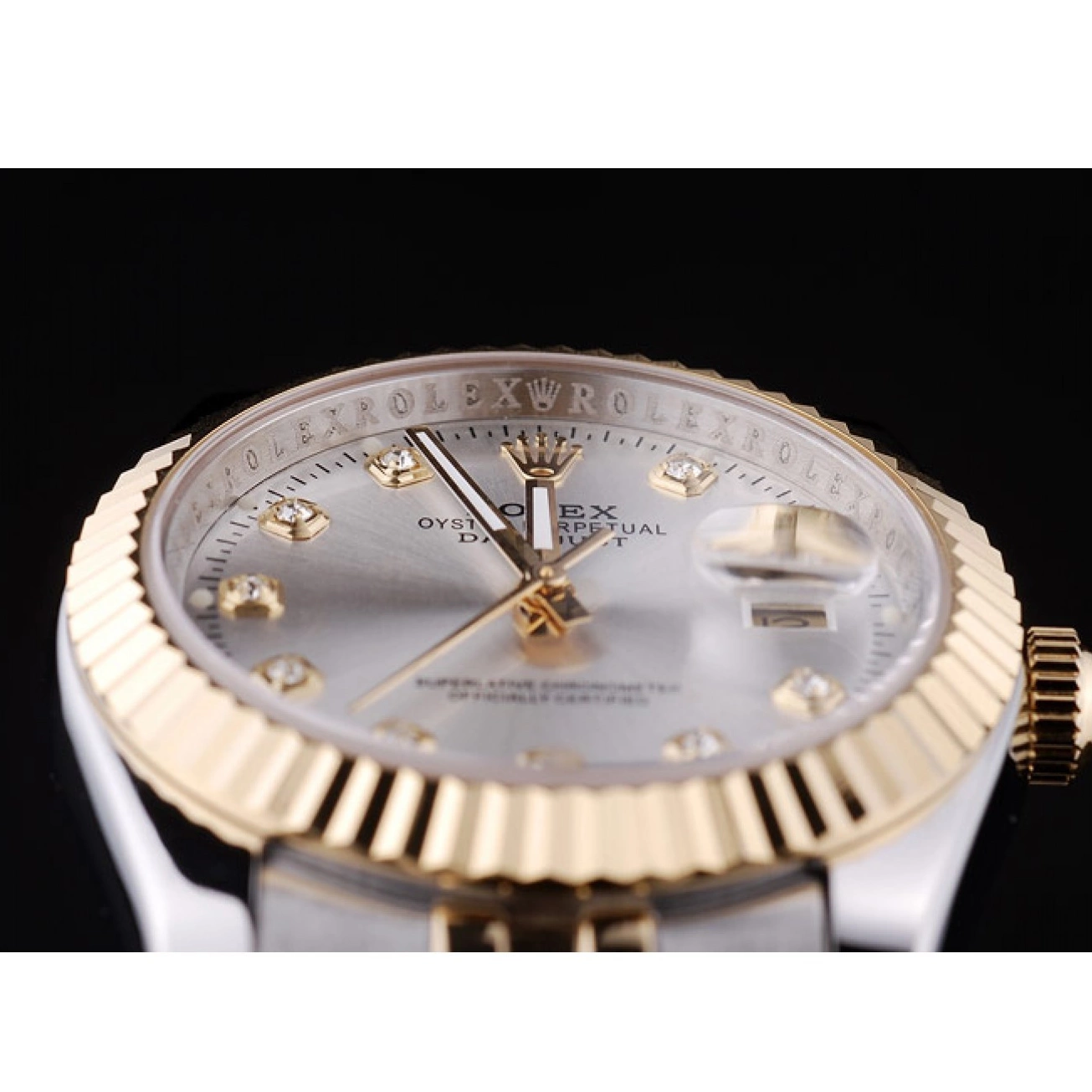 MiroTime 0710 Rolex Datejust Silver Dial Diamonds Ribbed Bezel 7454